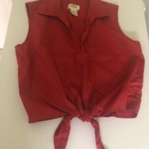 Talbots Red Sleeveless Button-Down Blouse